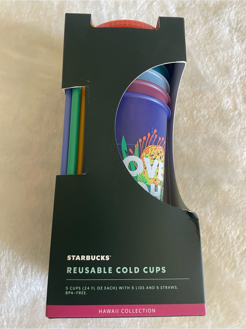 Starbucks Reusable Cold Cups Set with Purple Cups 🌺purchased in Hawaii 🌺